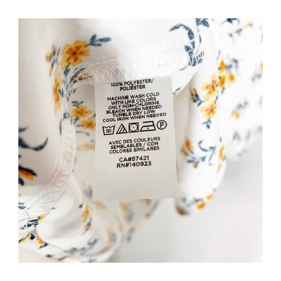 Ann Taylor Loft Blouse Top Floral White Yellow Womens Large NEW - Picture 6 of 6